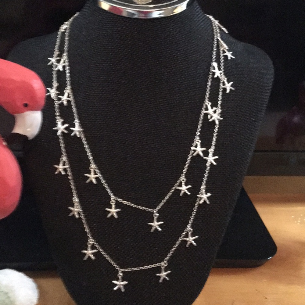 New. 40” Silver Coastal Necklace with Starfish
